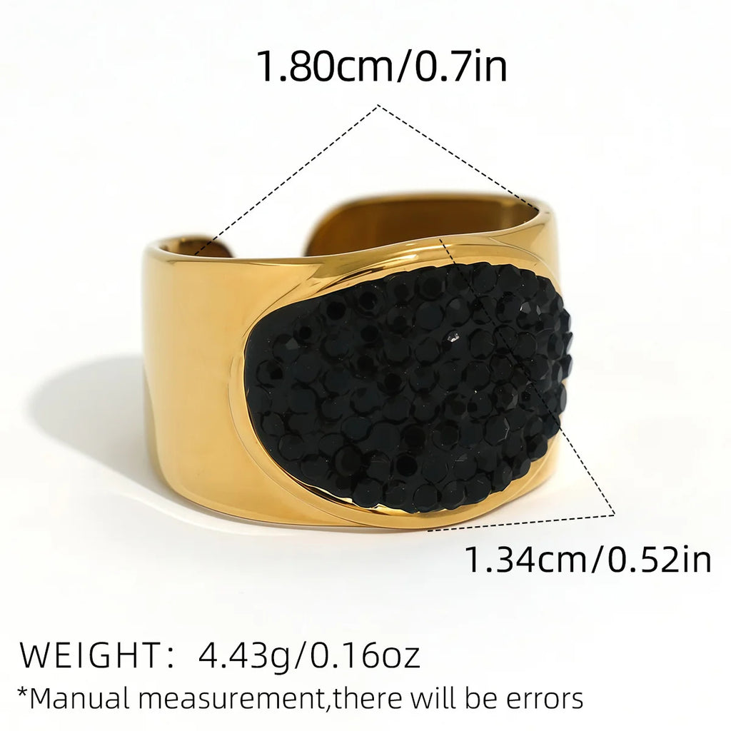 Statement Stainless Steel Delicate Shiny Cubic Zirconia Ring High Quality 18K Gold PVD Plated Finger