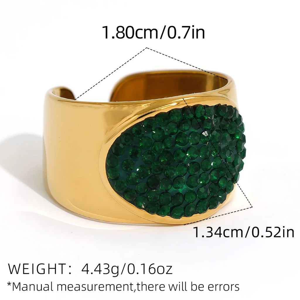 Statement Stainless Steel Delicate Shiny Cubic Zirconia Ring High Quality 18K Gold PVD Plated Finger