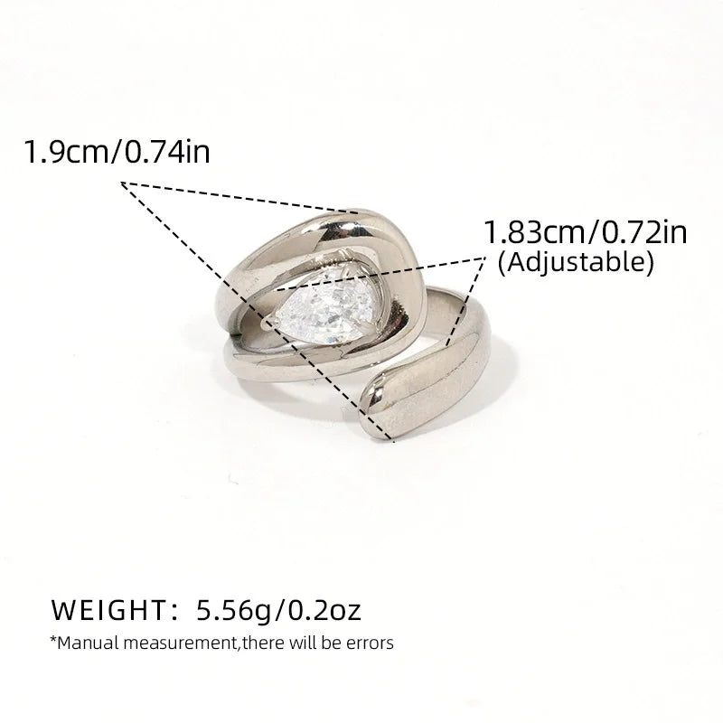 Statement Stainless Steel Delicate Shiny Cubic Zirconia Ring High Quality 18K Gold PVD Plated Finger