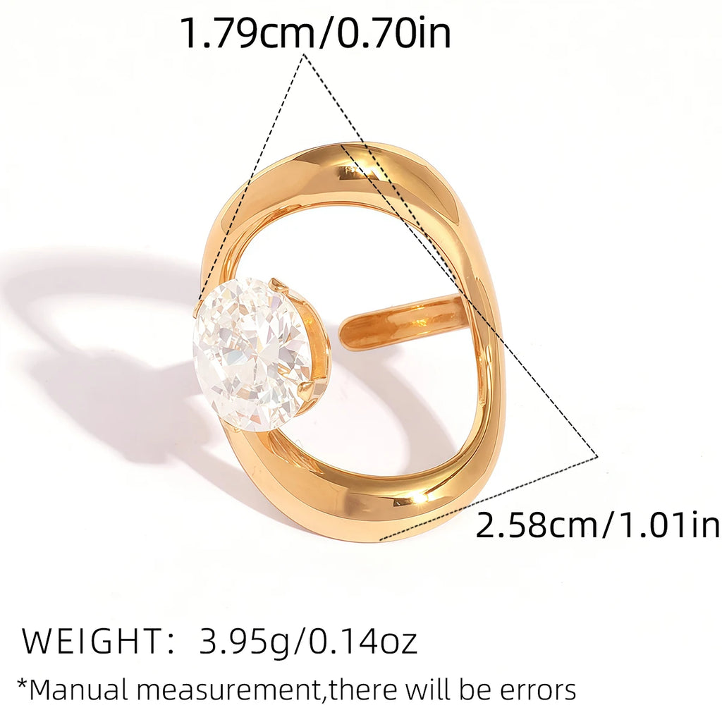 Statement Stainless Steel Delicate Shiny Cubic Zirconia Ring High Quality 18K Gold PVD Plated Finger