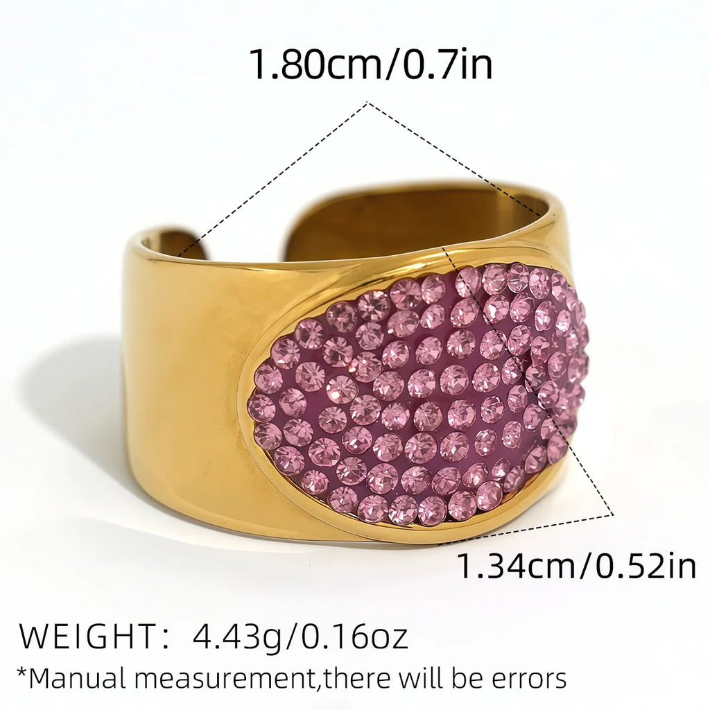 Statement Stainless Steel Delicate Shiny Cubic Zirconia Ring High Quality 18K Gold PVD Plated Finger