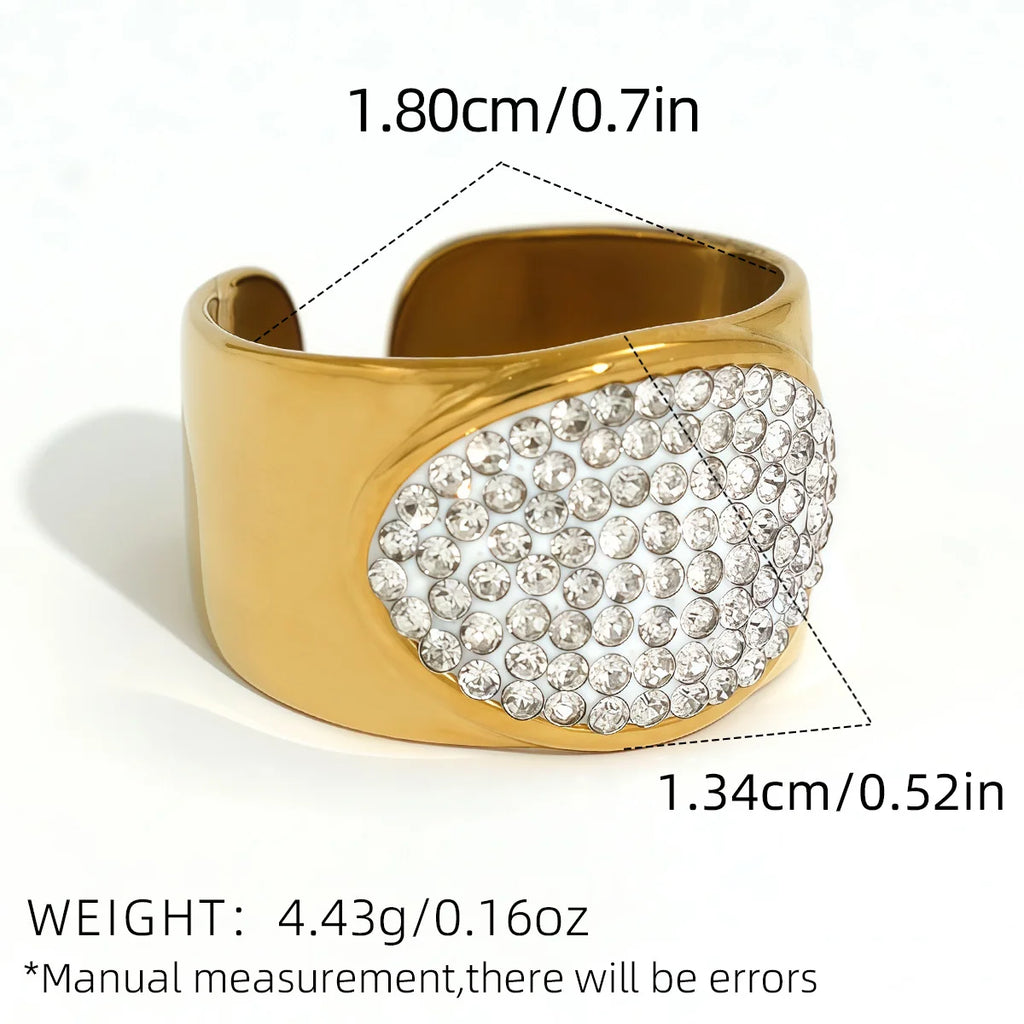 Statement Stainless Steel Delicate Shiny Cubic Zirconia Ring High Quality 18K Gold PVD Plated Finger