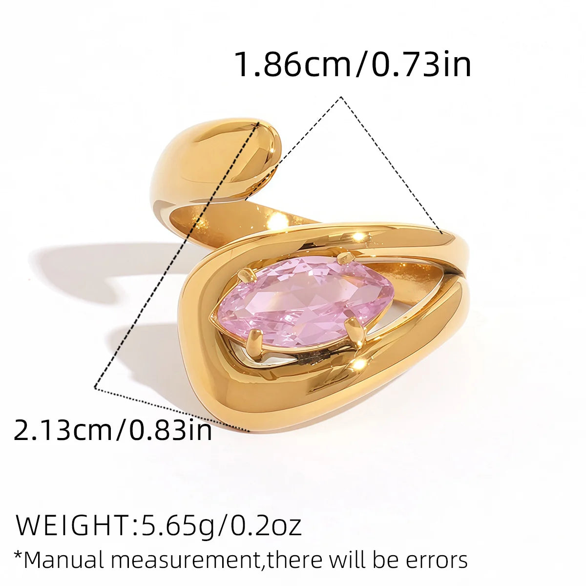 Statement Stainless Steel Delicate Shiny Cubic Zirconia Ring High Quality 18K Gold PVD Plated Finger