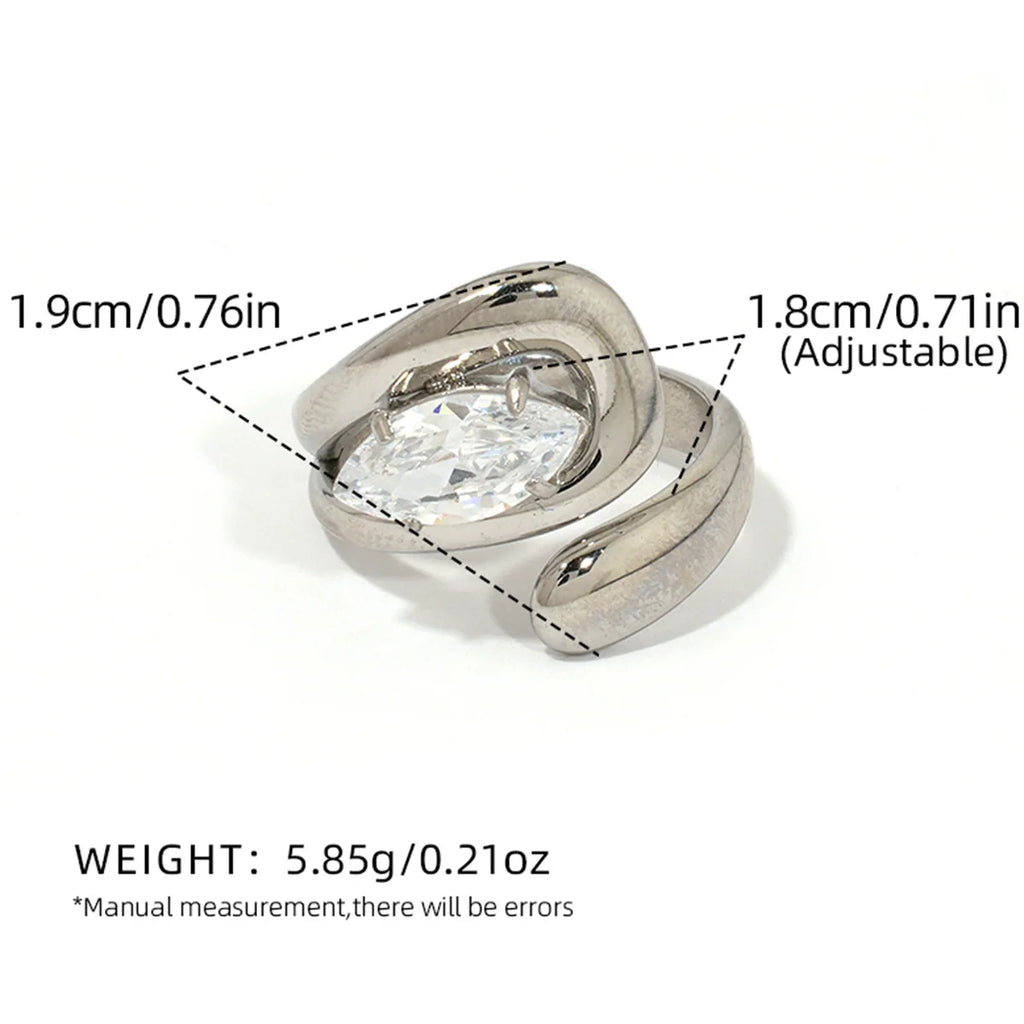 Statement Stainless Steel Delicate Shiny Cubic Zirconia Ring High Quality 18K Gold PVD Plated Finger