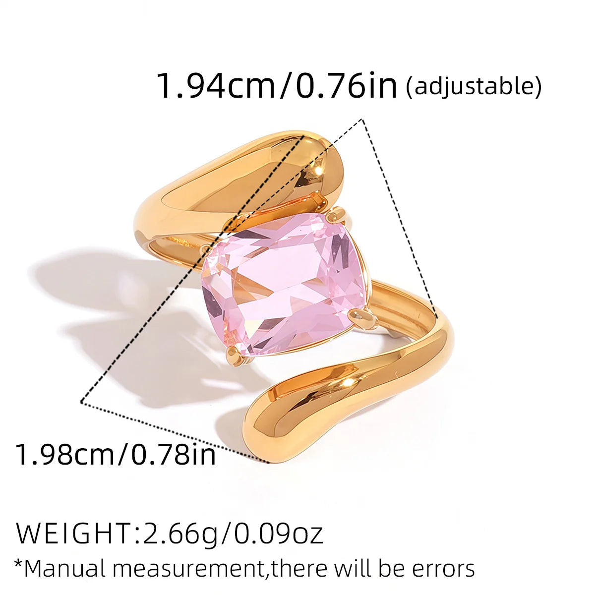 Statement Stainless Steel Delicate Shiny Cubic Zirconia Ring High Quality 18K Gold PVD Plated Finger