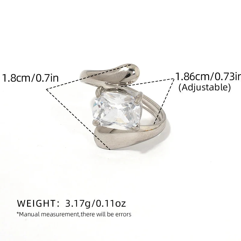 Statement Stainless Steel Delicate Shiny Cubic Zirconia Ring High Quality 18K Gold PVD Plated Finger
