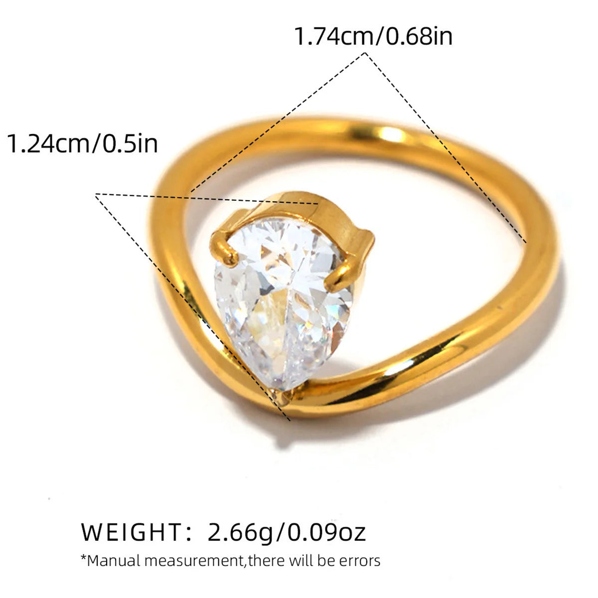 Statement Stainless Steel Delicate Shiny Cubic Zirconia Ring High Quality 18K Gold PVD Plated Finger