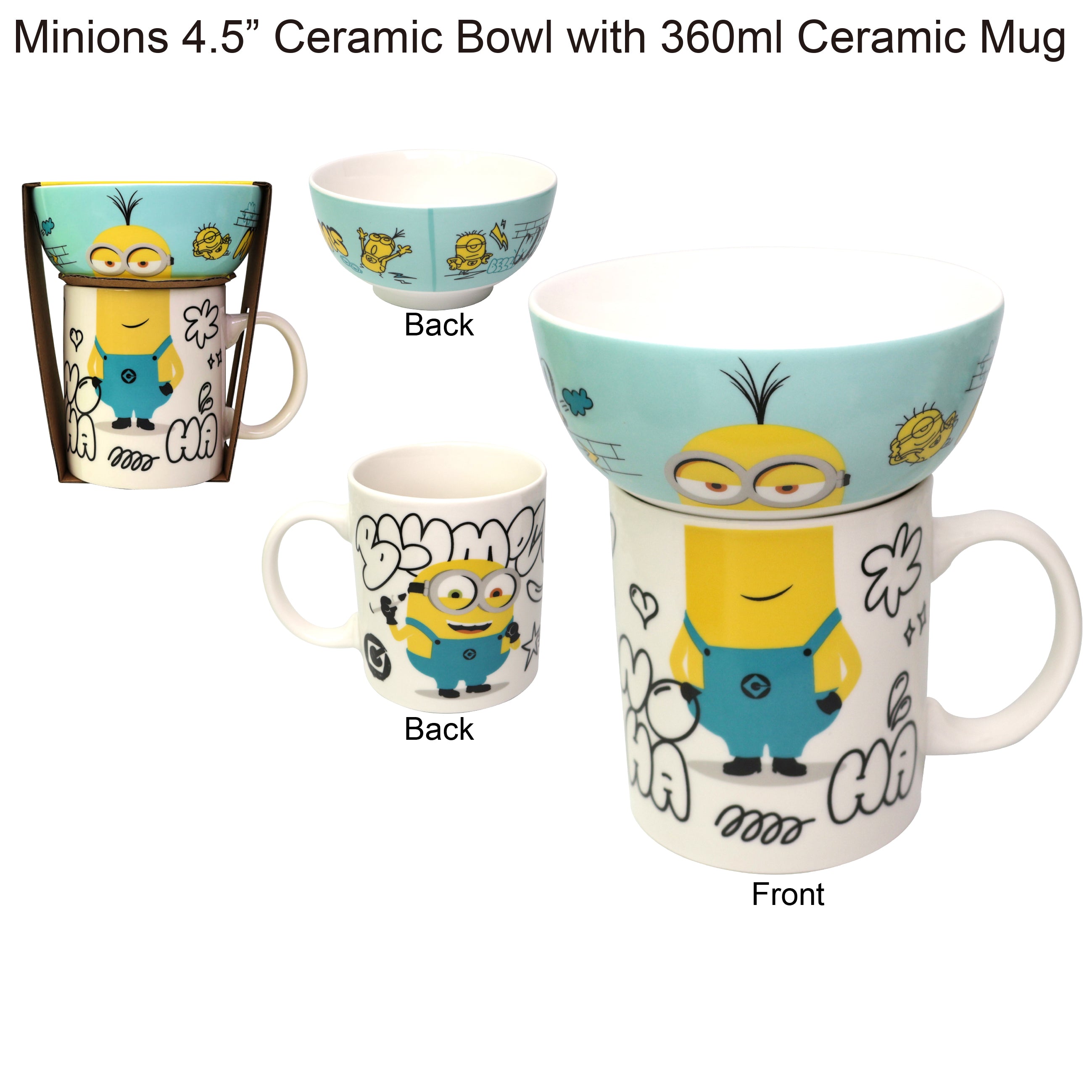 正版卡通人物陶瓷碗連杯套裝