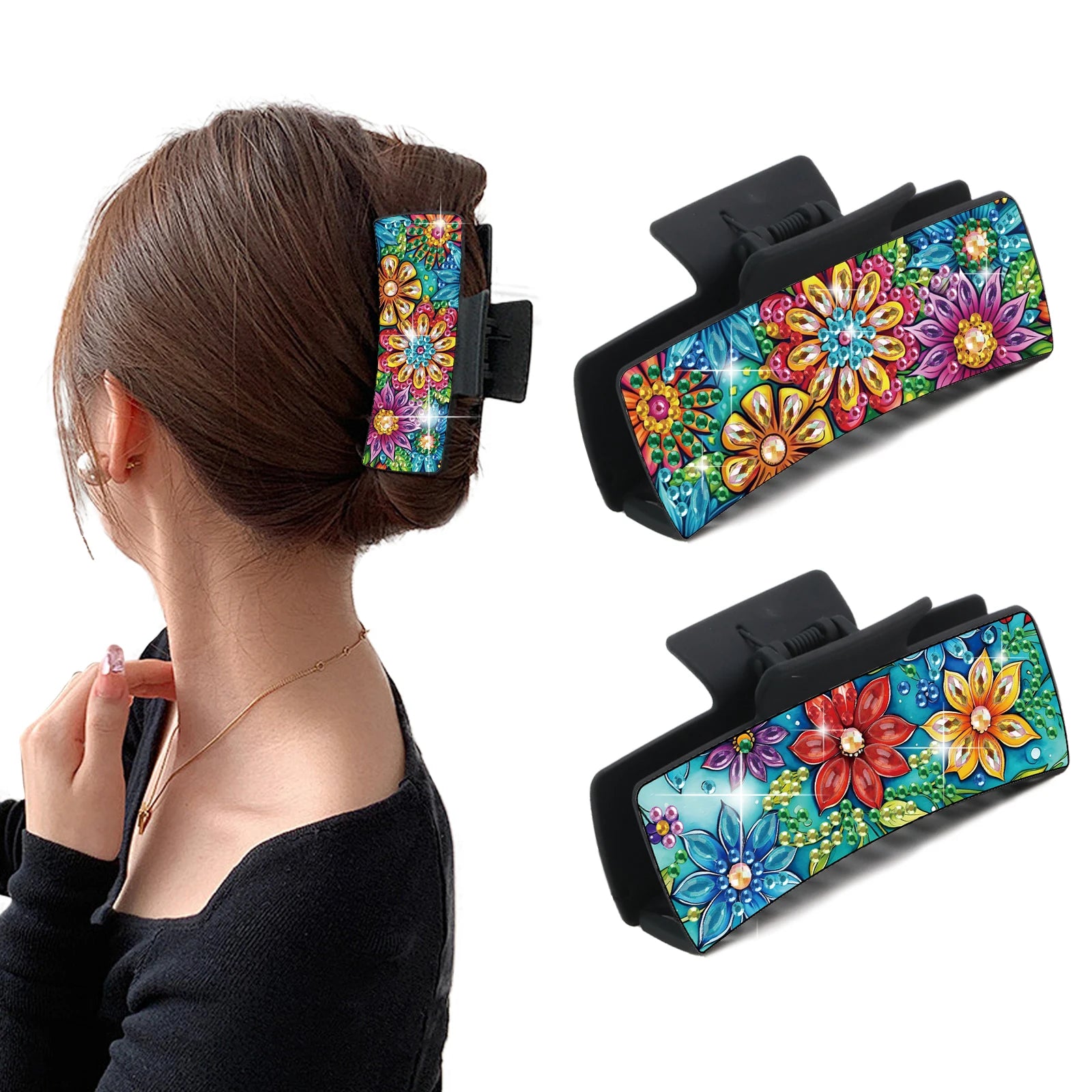 2pcs Diamond Painting Hair Claw Clips Kits for Adults