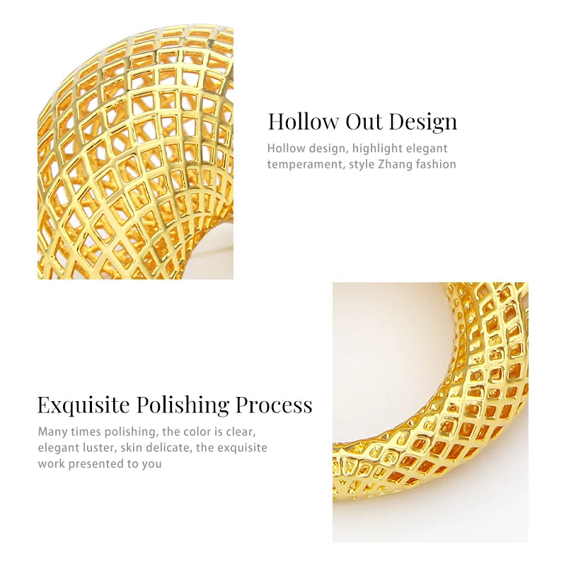 Hollow Out Big Nest Ring For Women 18k Gold Plated Brass Ring