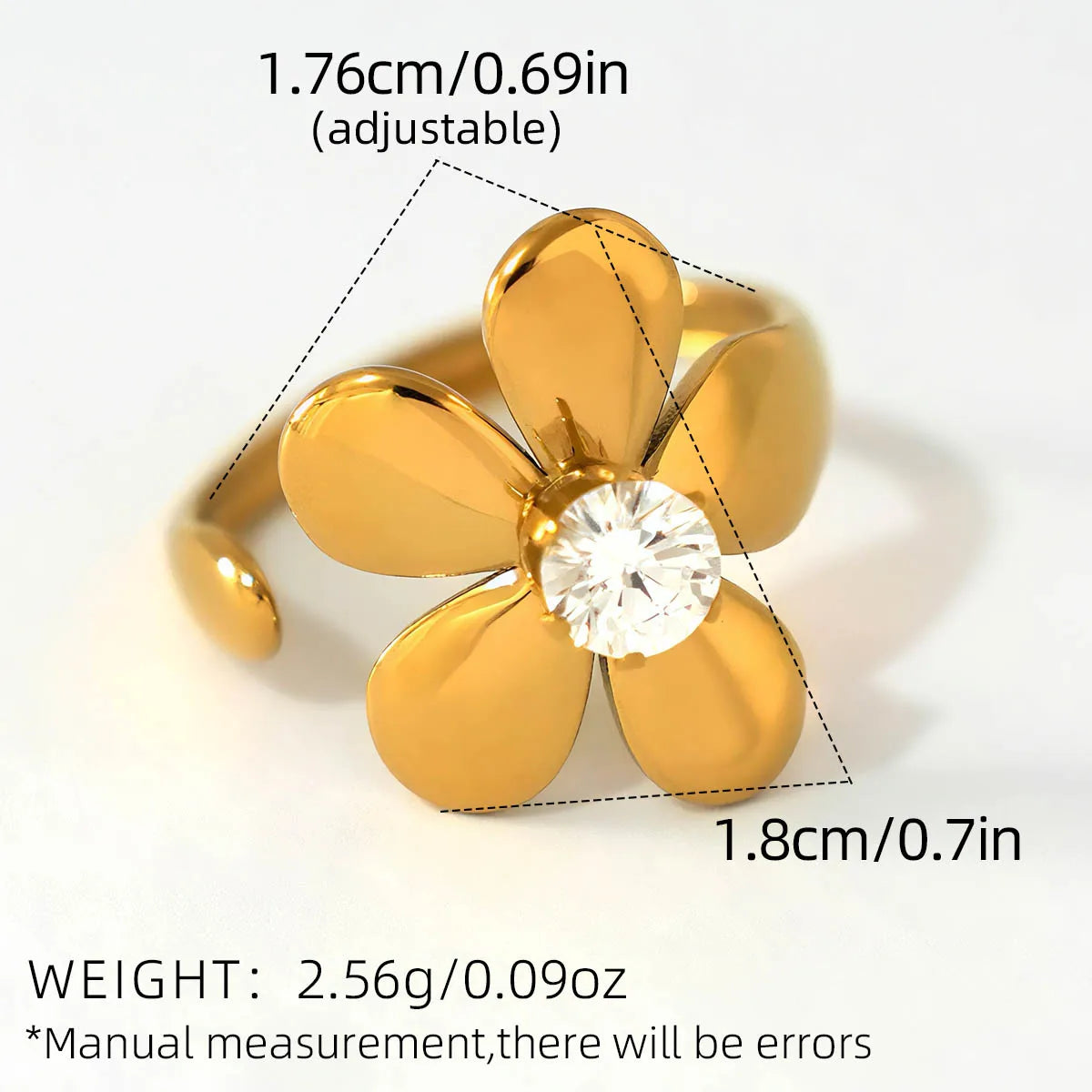 Statement Stainless Steel Delicate Shiny Cubic Zirconia Ring High Quality 18K Gold PVD Plated Finger