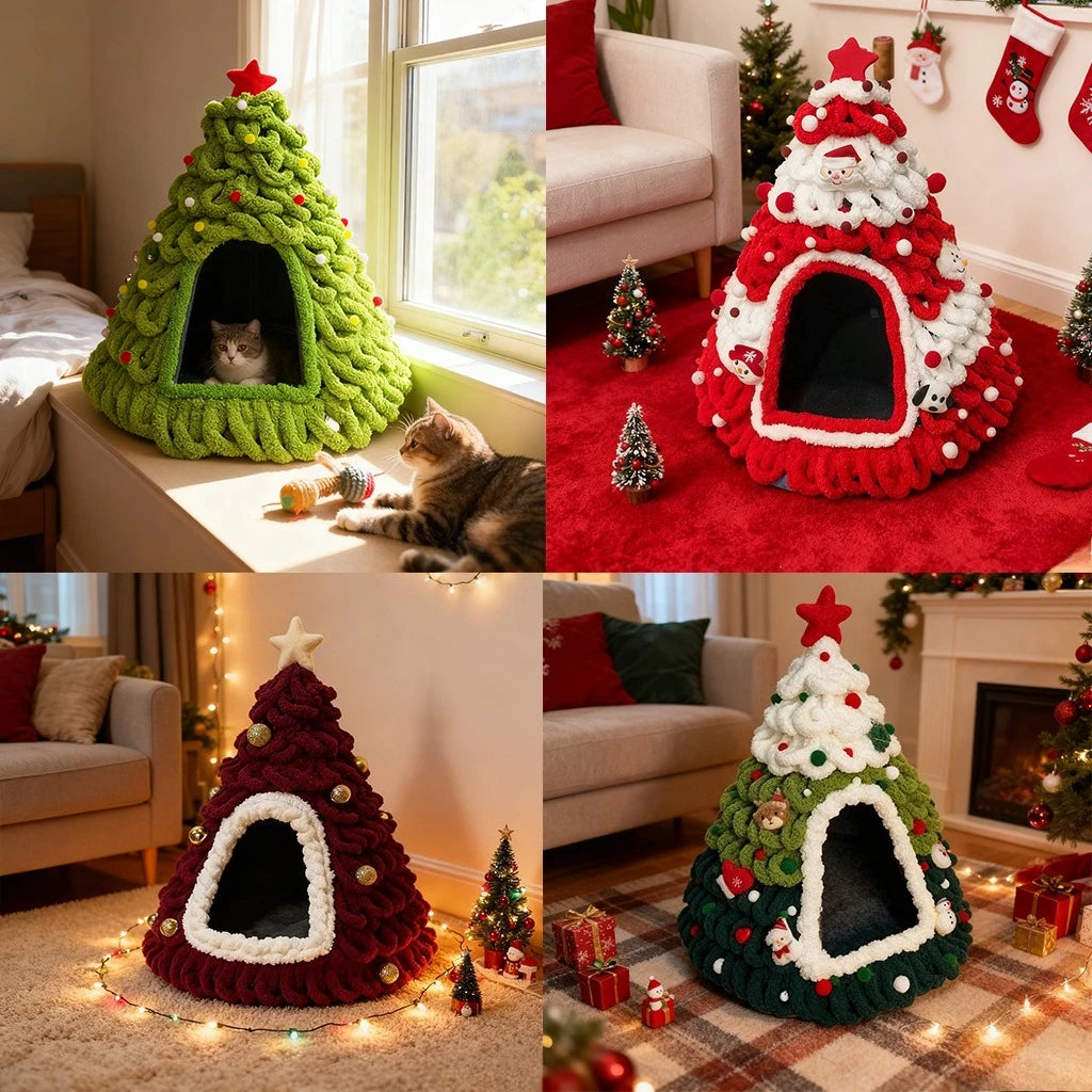 Christmas Tree Cat Nest Handmade