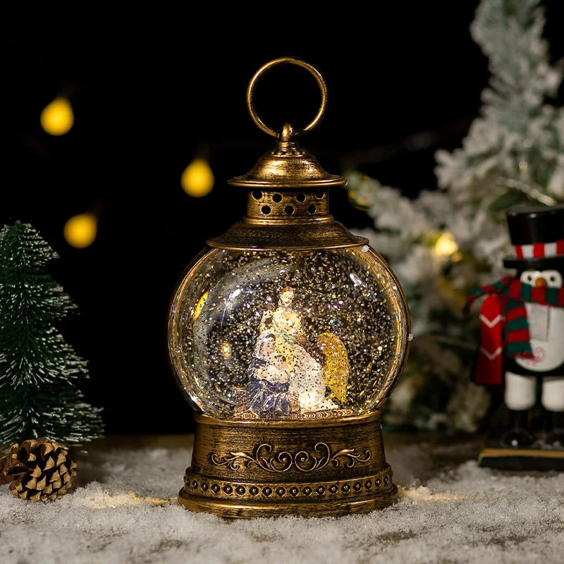 Christmas decorative wind light music box, rotating crystal ball