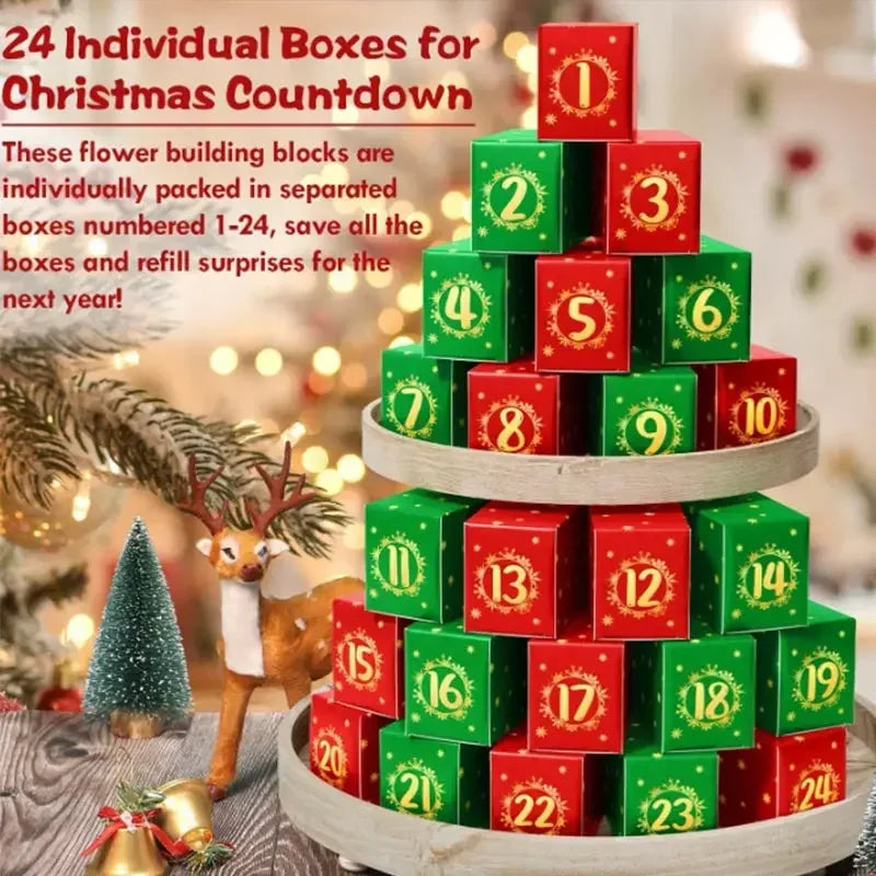 24 Days Flower Bouquet Building Blocks Christmas Advent Calendar