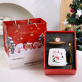 55℃ Merry Christmas Kit Wooden Lid Santa Claus Pattern Ceramic Mug