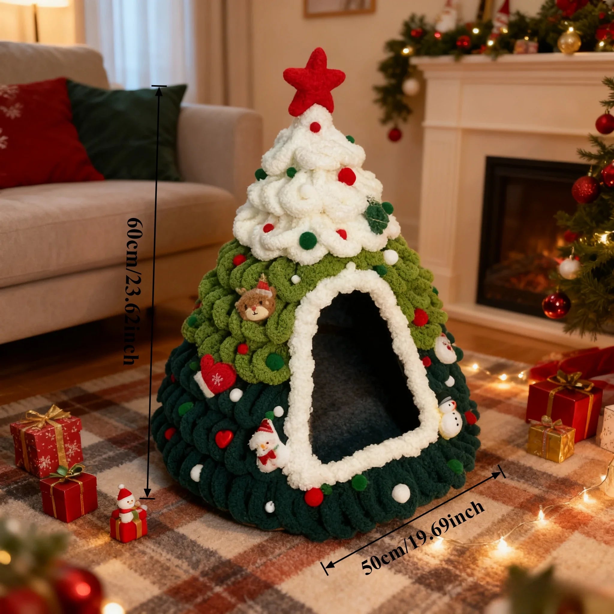 Christmas Tree Cat Nest Handmade
