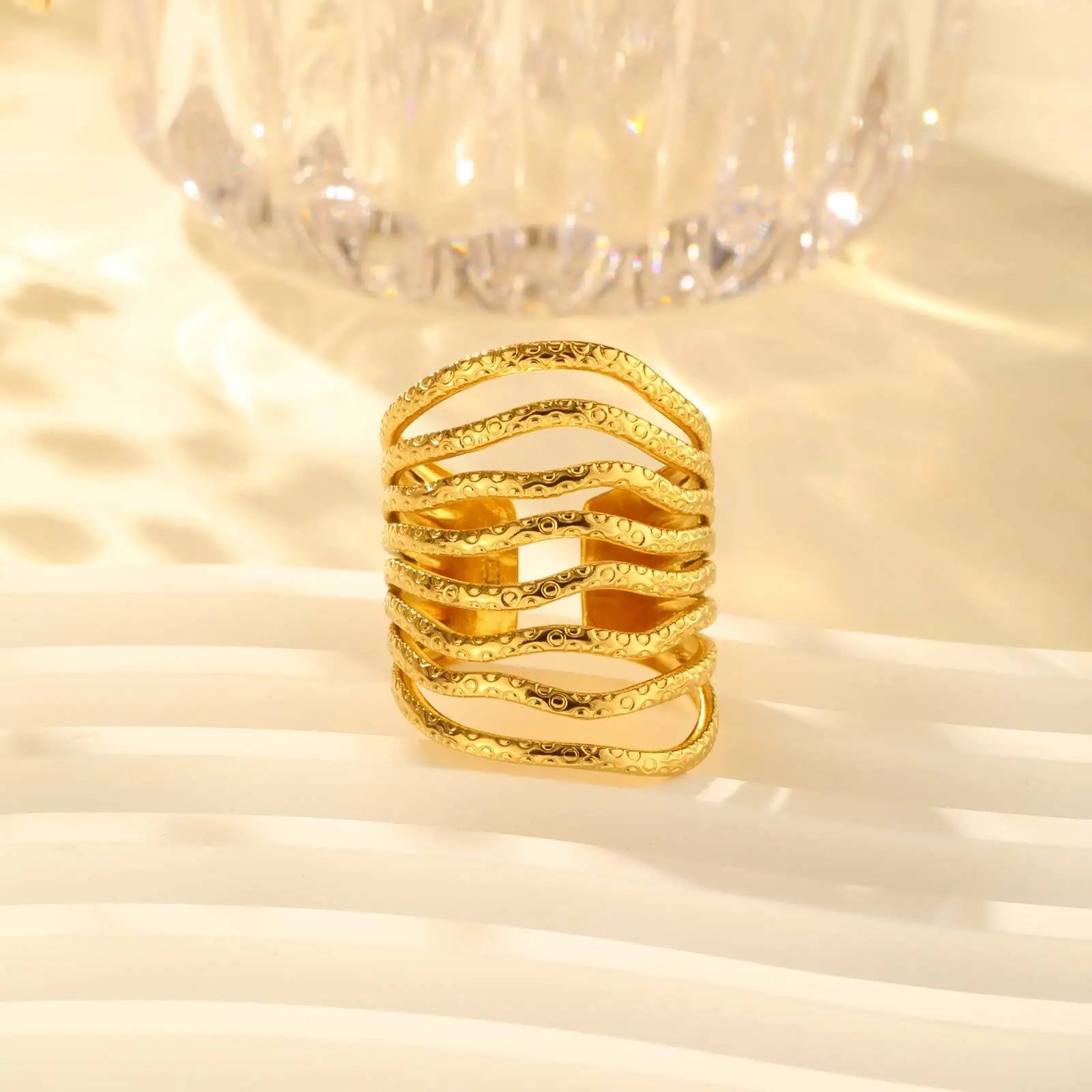 Stainless Steel Exaggerated Art Wide Rings