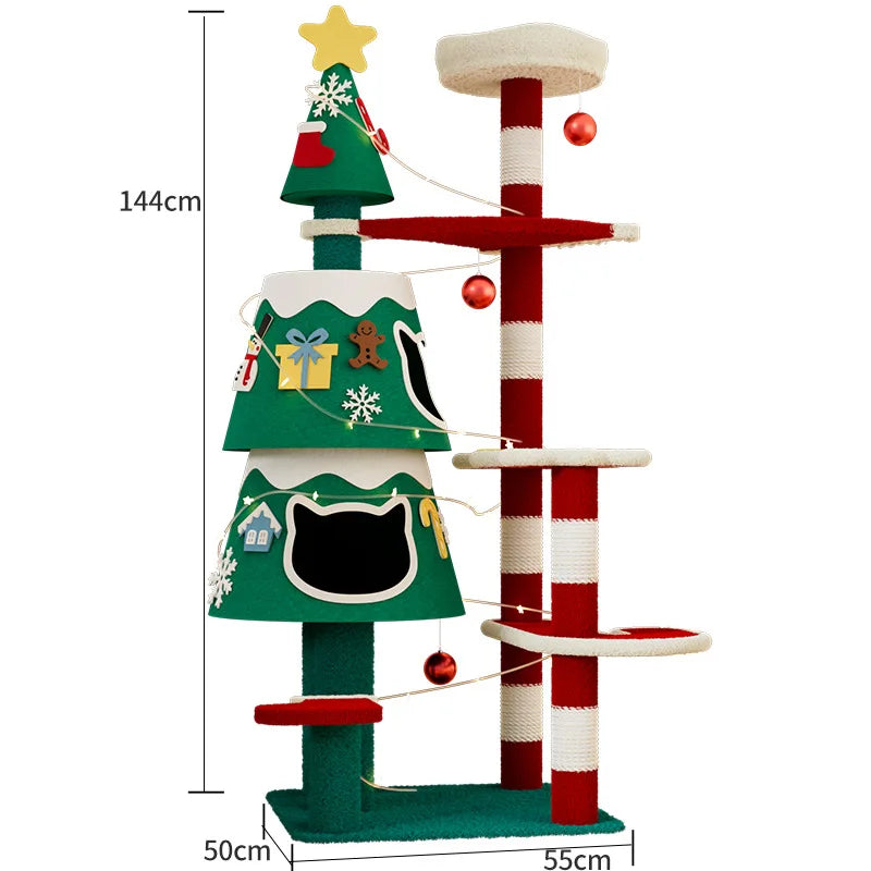 Pet Christmas Colorful Large Cat Villa