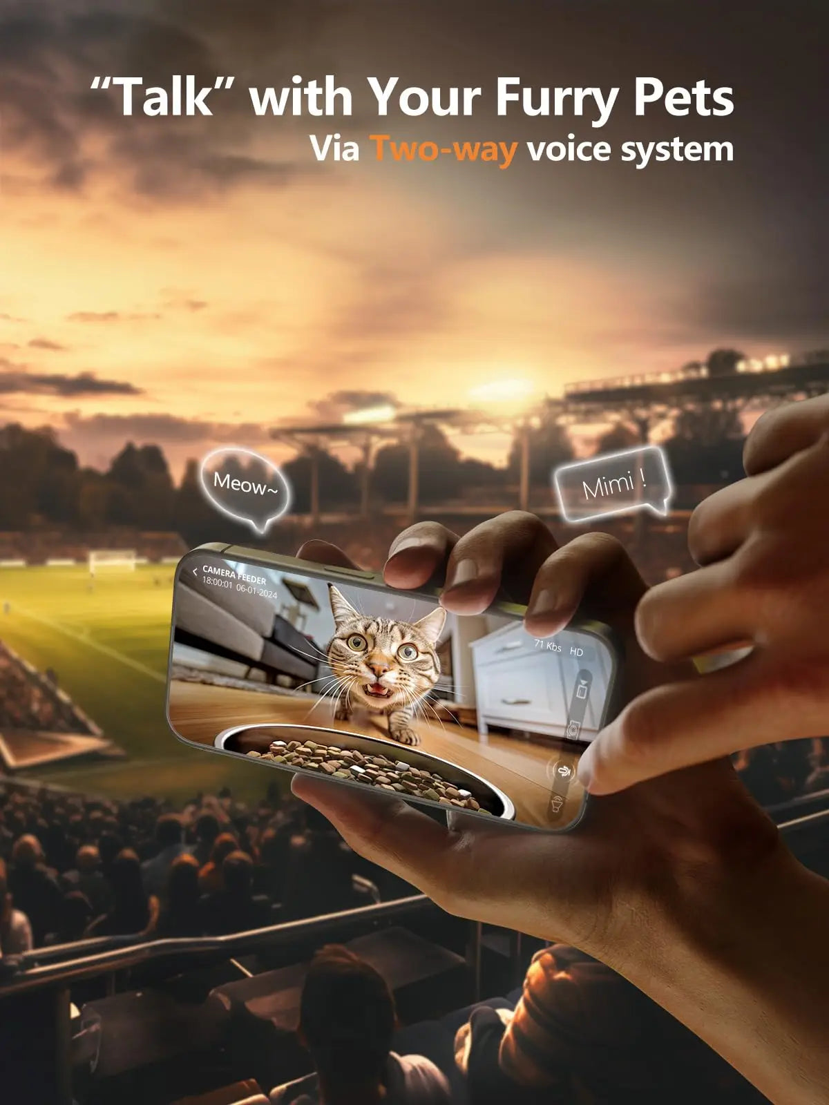 Automatic Cat Feeder Camera Pet Smart Cat Food Kibble Dispenser