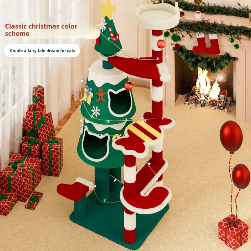 Pet Christmas Colorful Large Cat Villa
