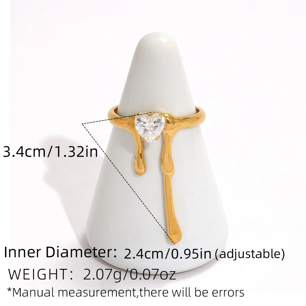 Statement Stainless Steel Delicate Shiny Cubic Zirconia Ring High Quality 18K Gold PVD Plated Finger