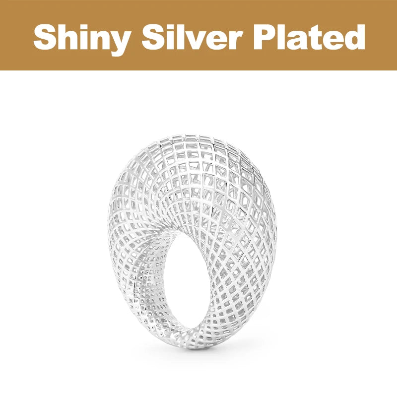 Hollow Out Big Nest Ring For Women 18k Gold Plated Brass Ring