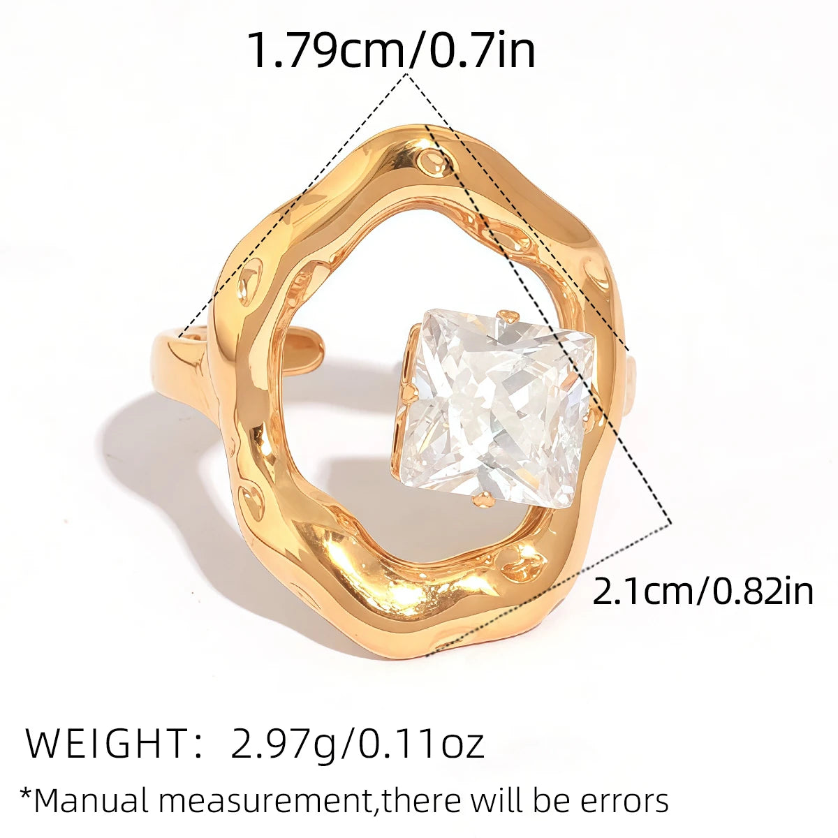 Statement Stainless Steel Delicate Shiny Cubic Zirconia Ring High Quality 18K Gold PVD Plated Finger