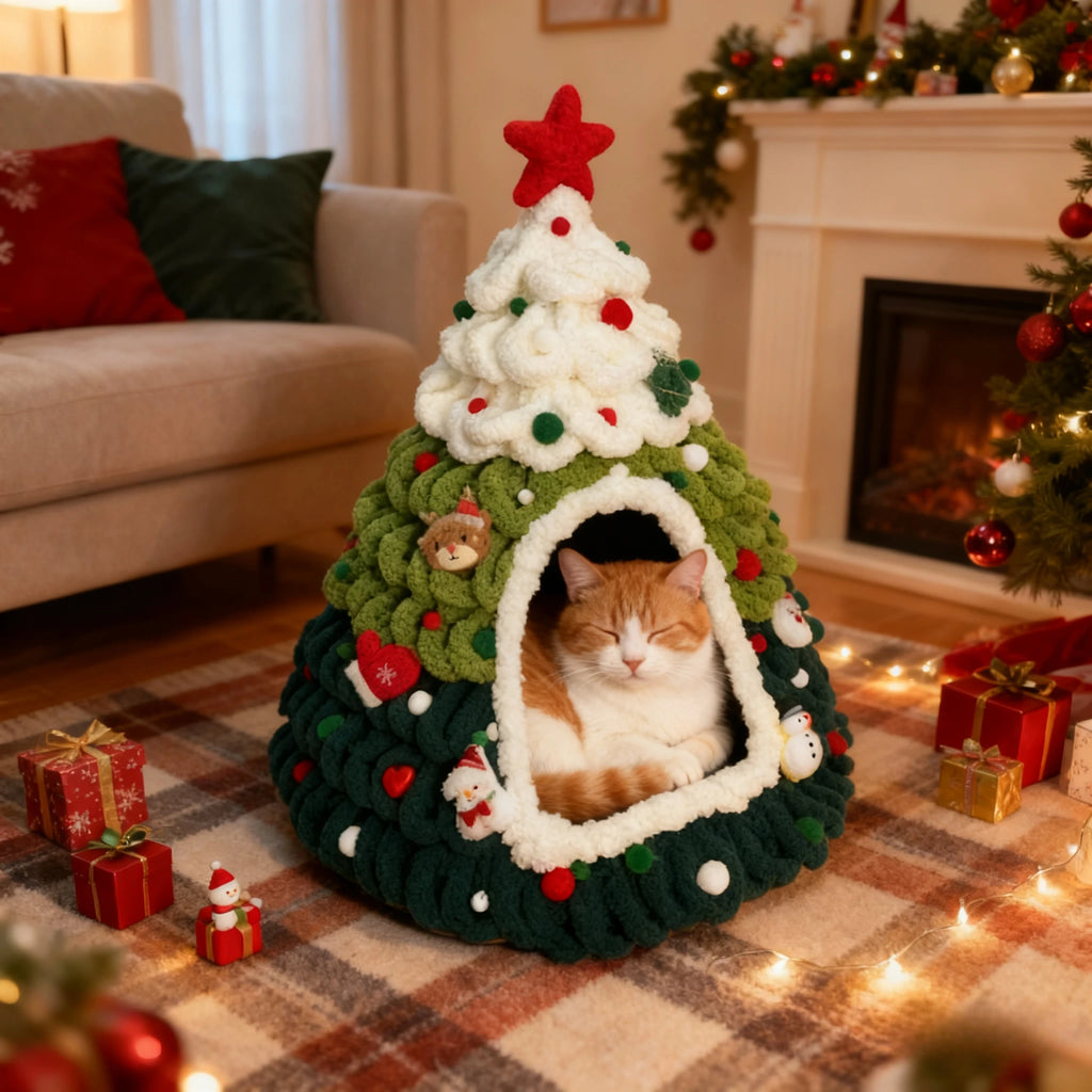 Christmas Tree Cat Nest Handmade