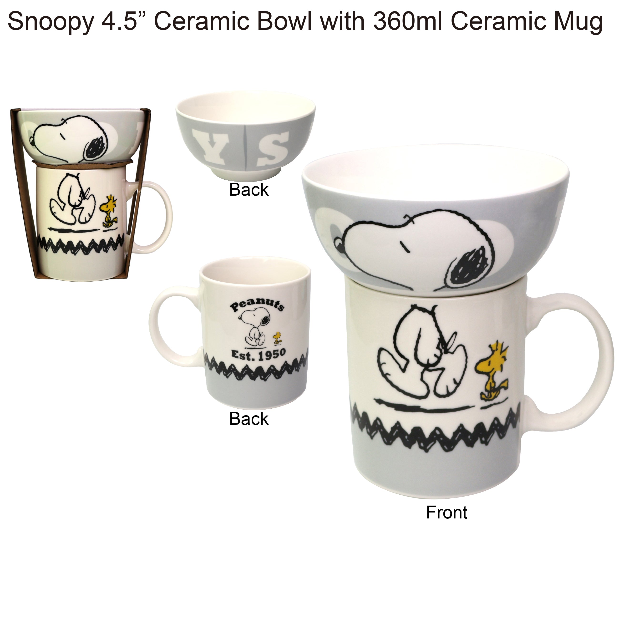 正版卡通人物陶瓷碗連杯套裝