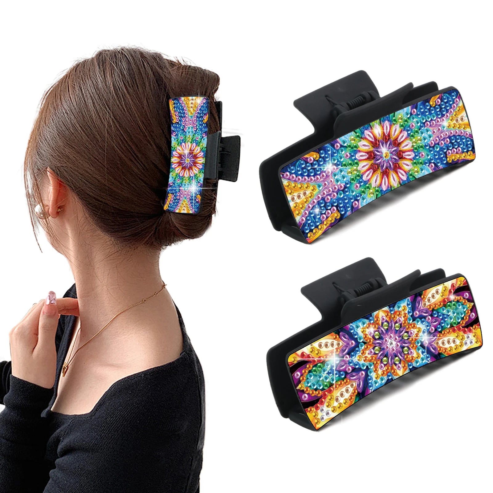 2pcs Diamond Painting Hair Claw Clips Kits for Adults