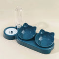 Pet Bowls 3 In 1 Cat Ear Design Tilted Cat Water And Food Bowl Set