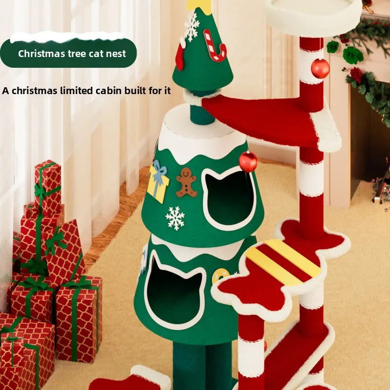 Pet Christmas Colorful Large Cat Villa