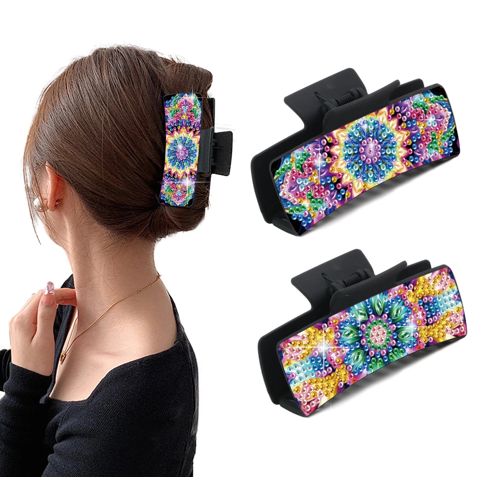 2pcs Diamond Painting Hair Claw Clips Kits for Adults