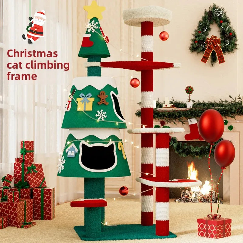 Pet Christmas Colorful Large Cat Villa