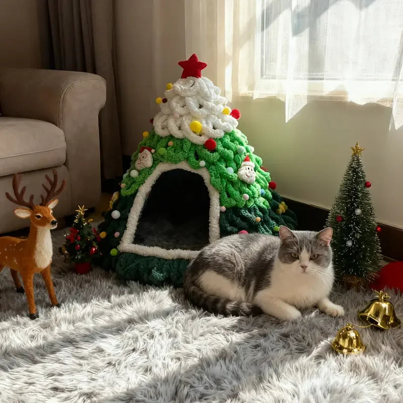 Christmas Tree Cat Nest Handmade