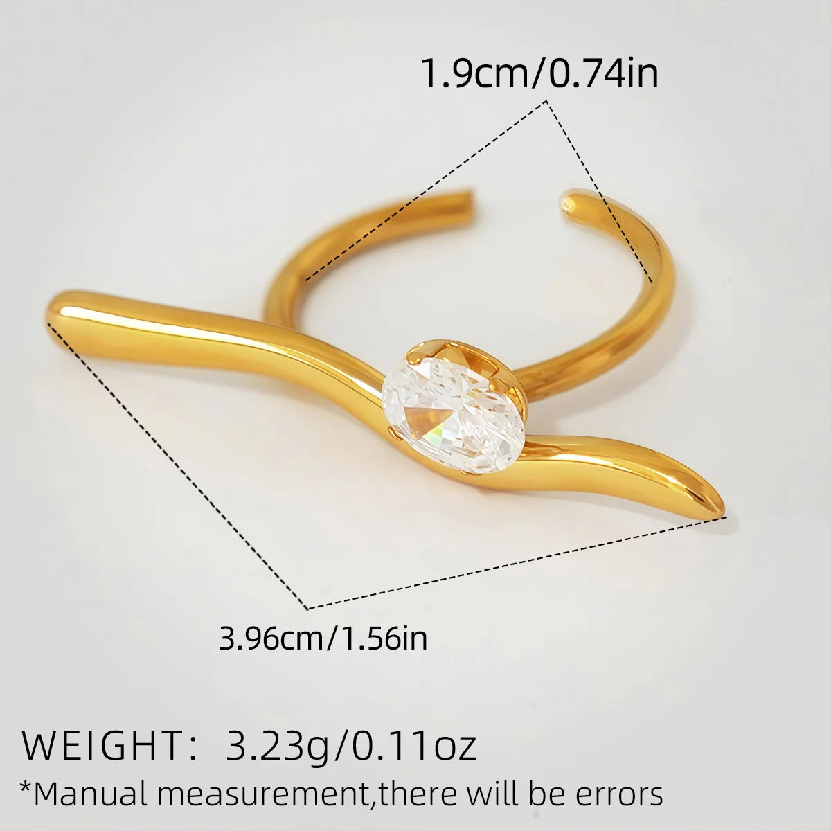 Statement Stainless Steel Delicate Shiny Cubic Zirconia Ring High Quality 18K Gold PVD Plated Finger