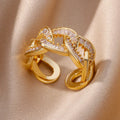 Gold Plated Stainless Steel Crystal Rings For Women