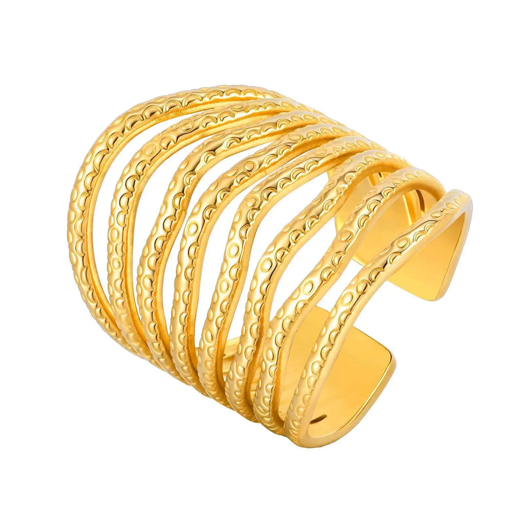 Stainless Steel Exaggerated Art Wide Rings