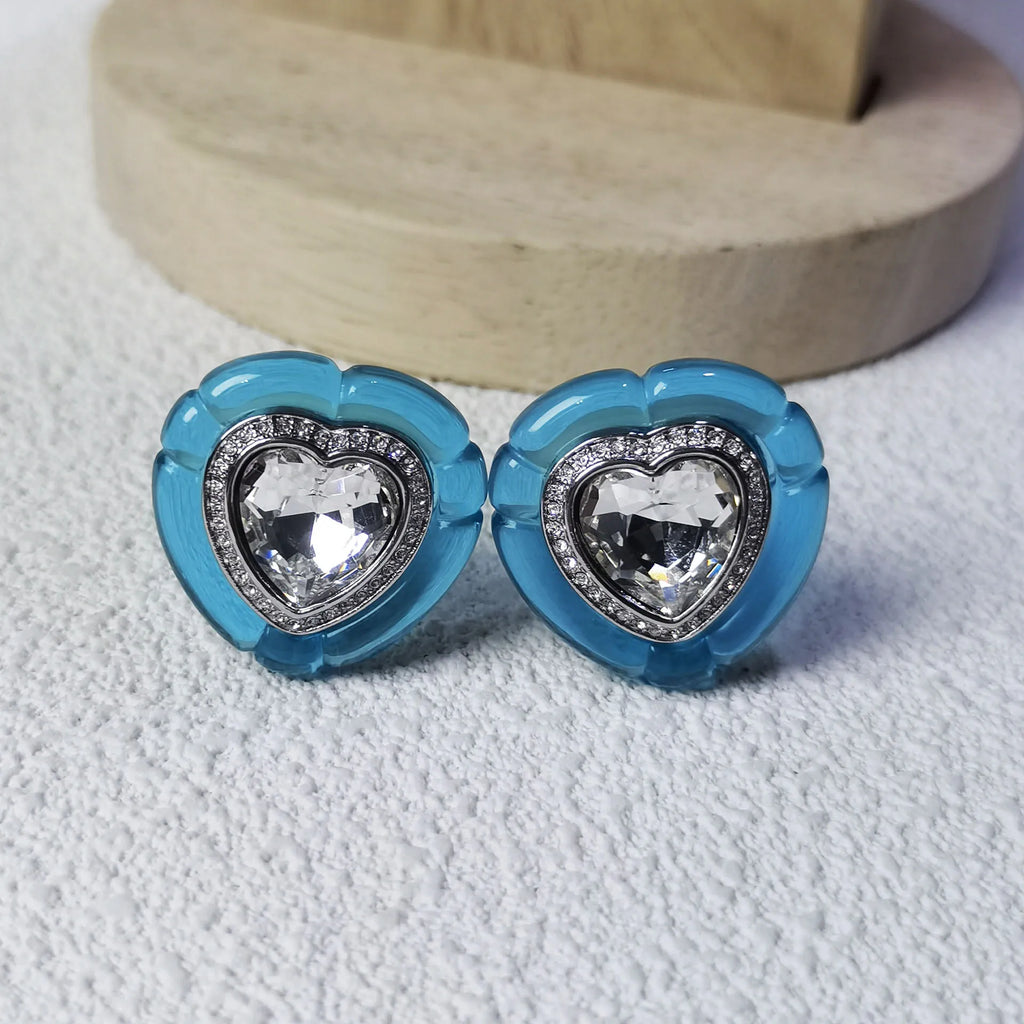 New Original Pillow Shaped Heart Series Necklace Earrings for Women Jewelry Set Party Accessories