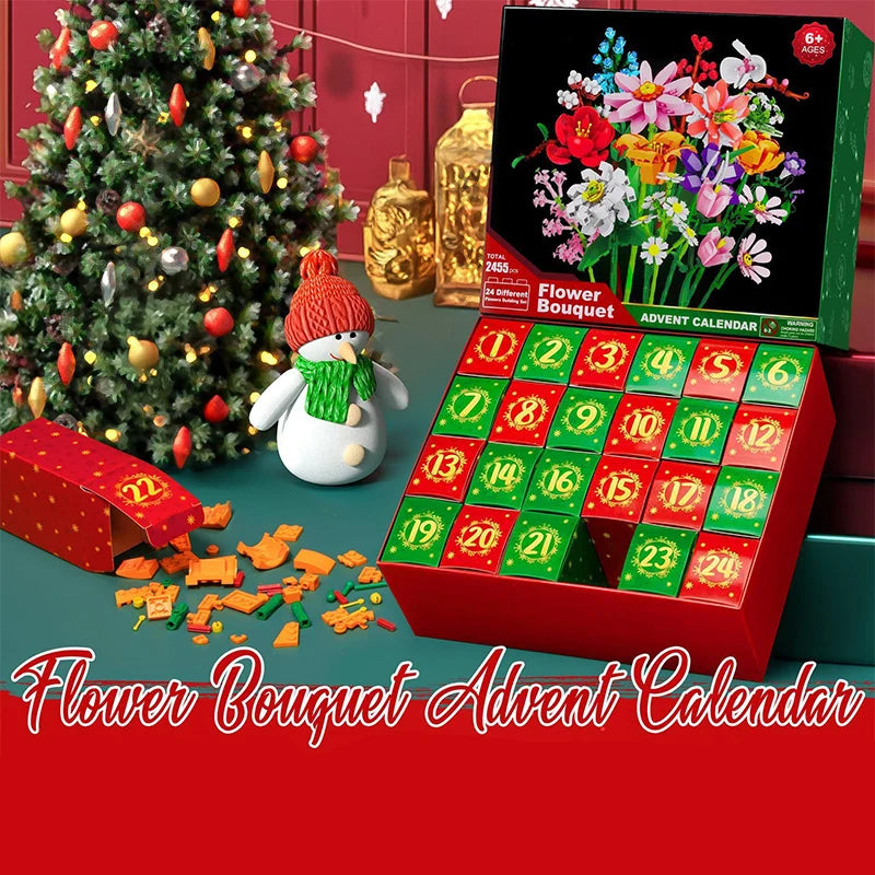 24 Days Flower Bouquet Building Blocks Christmas Advent Calendar