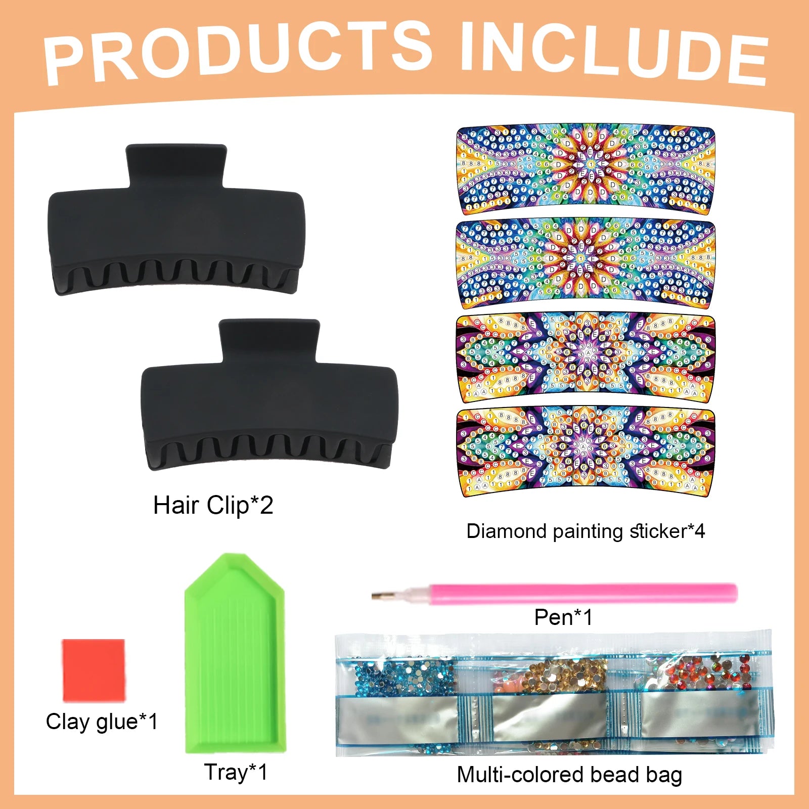 2pcs Diamond Painting Hair Claw Clips Kits for Adults