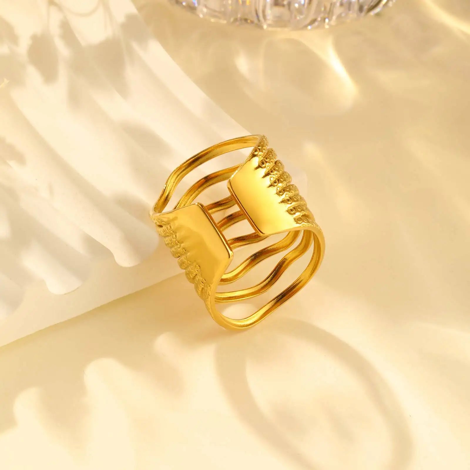 Stainless Steel Exaggerated Art Wide Rings