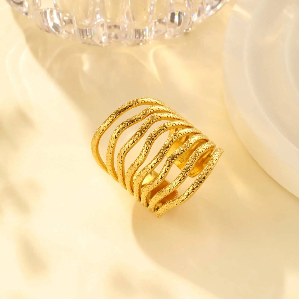 Stainless Steel Exaggerated Art Wide Rings