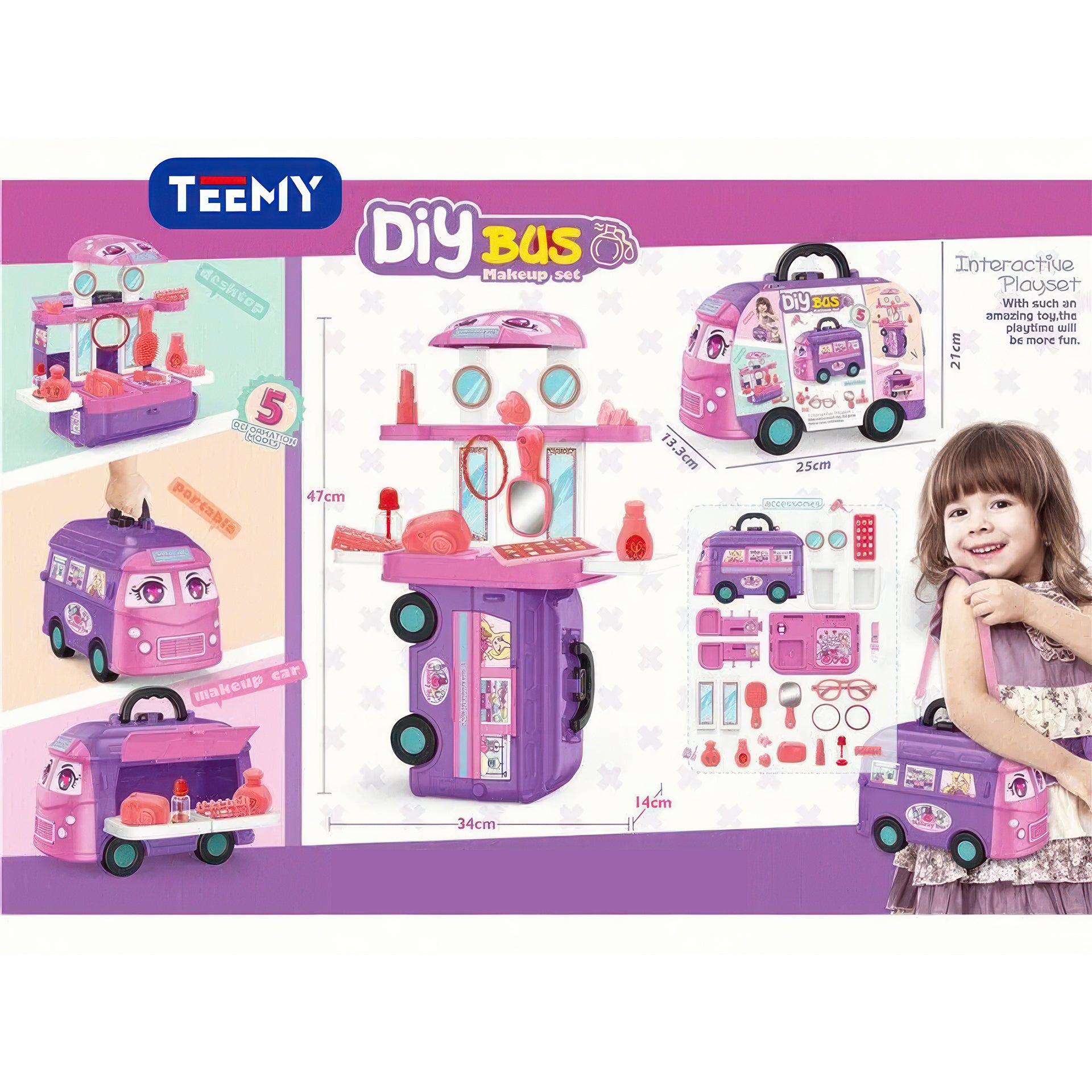 5 合 1 兒童梳妝台套裝巴士